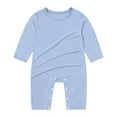 thumbnail image 1 of HNMKIU Baby Pajamas Long Sleeve Rompers Snap Closure Sleeper for Boy Girls Blue,12-18 Months, 1 of 8