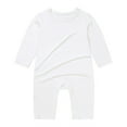 thumbnail image 1 of HNMKIU Baby Pajamas Long Sleeve Rompers Snap Closure Sleeper for Boy Girls White,3-6 Months, 1 of 8