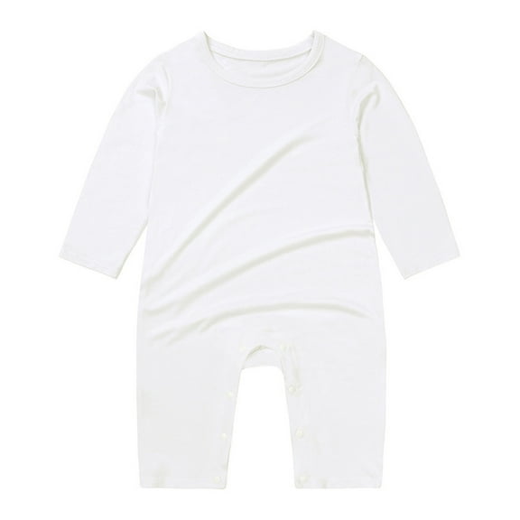 HNMKIU Baby Pajamas Long Sleeve Rompers Snap Closure Sleeper for Boy Girls White,9-12 Months