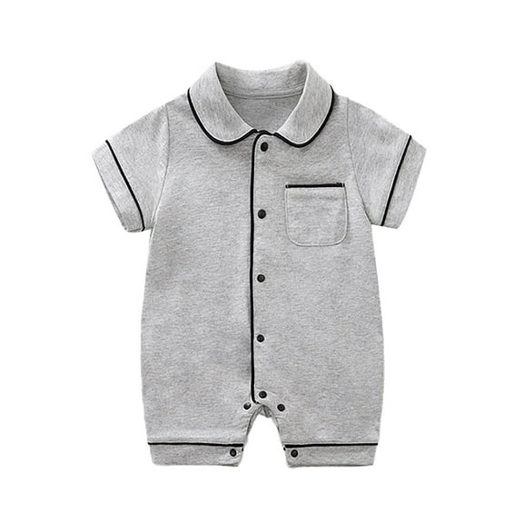HNMKIU Baby Short Sleeve Rompers Pajamas Class a Clothing Spring Autumn Baby Home Bag Crawling Clothes for A-Light Gray,12-18 Months