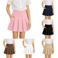 thumbnail image 1 of HNMKIU Back to School Dresses for Girls Pleated High Waist Stretch Sports Casual Skirt With Pockets Suitable For 5 14 Years Pink - 120/7Y, 1 of 5