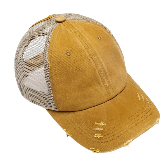 HNMKIU Basic Adjustable Mens Baseball Hats Ponytail-Friendly Design with Quick-Drying Mesh for Casual and Sports Wear Yellow,One Size