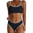thumbnail image 1 of HNMKIU Bathing Suits for Women Solid Color Two Piece Bikini Set Comfortable Fit for Beach and Pool Womens Swimwear Black，L, 1 of 8