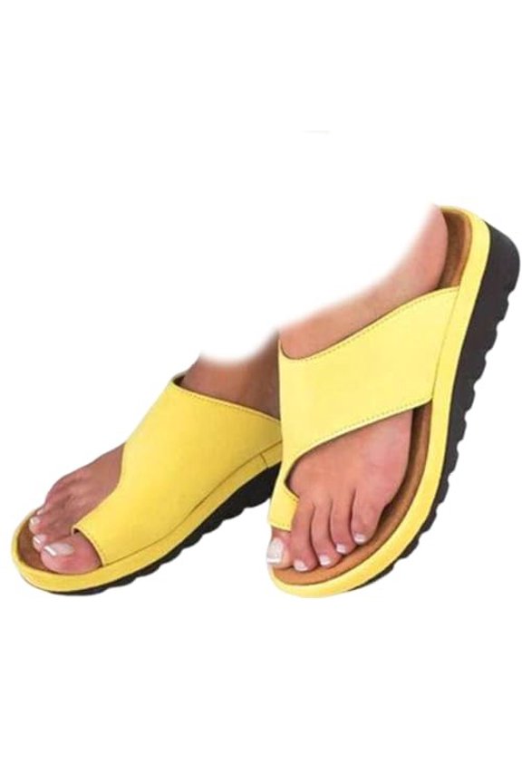 Beach Sandals Orthopedic Summer Style for Women Comfortable Dressy Arch Support Toe Ring On Slides Summer Shoes for Women Yellow,34