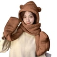 thumbnail image 1 of HNMKIU Bear Ears Winter Hat with Gloves and Scarf Hat Set for Women 3-Piece Warm Knitted Set for Outdoor Cold Weather Z01_A，One Size, 1 of 8
