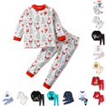 thumbnail image 1 of HNMKIU Boy's Pajamas Toddler Boys Children Cute Long Sleeve Pajamas Print Shirt Tops And Pants 2PCS Child Kids Set&Outfits Red-b,5-6 Years, 1 of 4