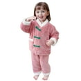 thumbnail image 1 of HNMKIU Boys Girls Flannel Clothes Long Sleeve Pants Winter Warm Soft Fuzzy Homewear Pajama Set for Children Kids 02_Pink,3-4 Years, 1 of 9