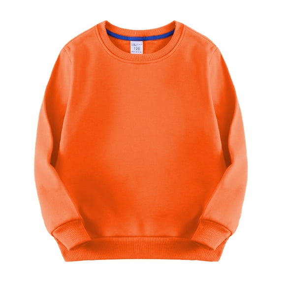 HNMKIU Boys Girls Round Neck Top Thickened Pullover Solid Color Sweatshirt for Kids Kids Hoodies Orange,12-18 Months