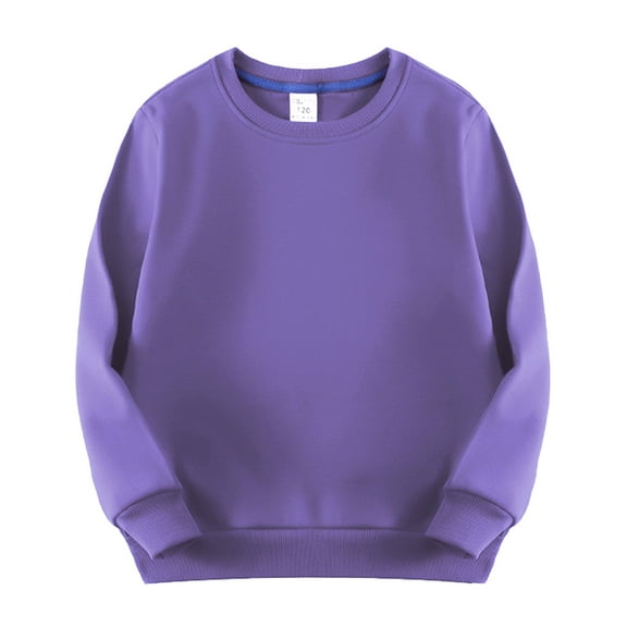 HNMKIU Boys Girls Round Neck Top Thickened Pullover Solid Color Sweatshirt for Kids Kids Hoodies Purple,4-5 Years