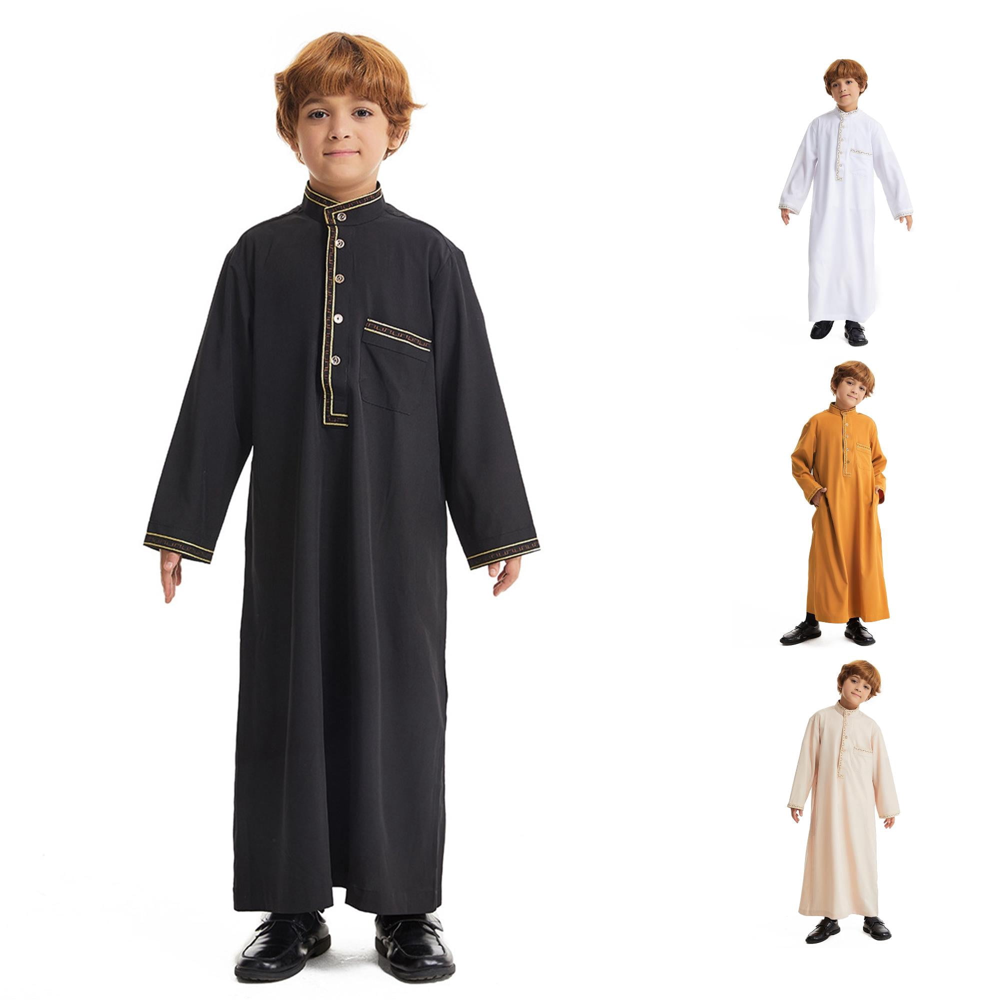 HNMKIU Boys Jacket Arabic Thobe Kaftan Long Sleeve Crew National ...