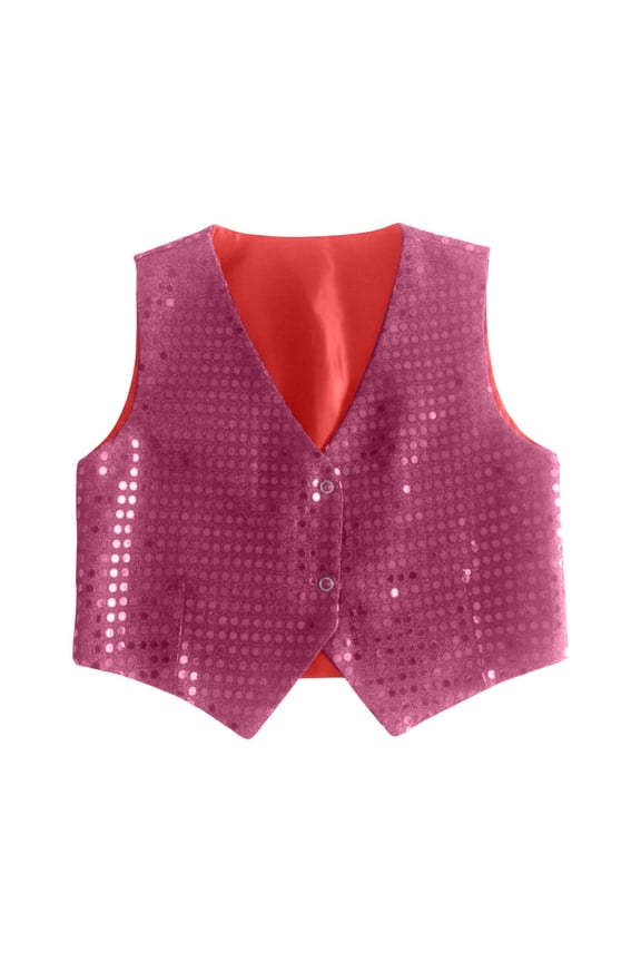 Boys Performance Dance Vest With Sparkling Sequins For Stage Shows Hop Jazz And Party Events Purple,6-7 Years