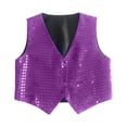 thumbnail image 1 of HNMKIU Boys Performance Dance Vest With Sparkling Sequins For Stage Shows Hop Jazz And Party Events Purple,8-9 Years, 1 of 4