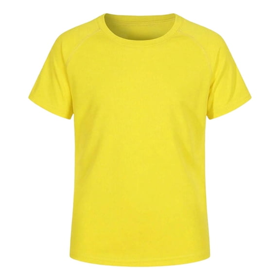 HNMKIU Boys Quick-Dry Sun Swim Shirt Short Sleeve Rashguard for Youth and Toddler Kids Waterwear Yellow,5-6 Years