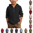 thumbnail image 1 of HNMKIU Boys Short Sleeve T-Shirts Solid Button Down Hoodie Shirt Breathable Long Sleeve Beach Top 2026, 1 of 4