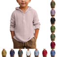 thumbnail image 1 of HNMKIU Boys Short Sleeve T-Shirts Solid Button Down Hoodie Shirt Breathable Long Sleeve Beach Top 2026, 1 of 4