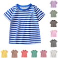 thumbnail image 1 of HNMKIU Boys Short Sleeve T-Shirts Summer Striped Daily Casual Basic Tee For Youth, 1 of 8