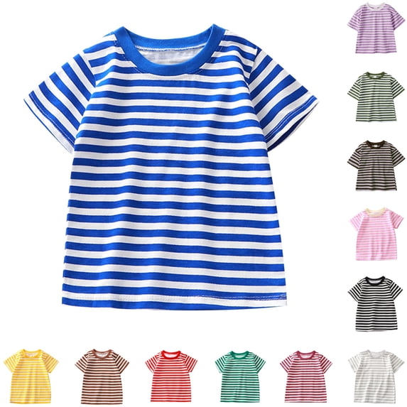 HNMKIU Boys Short Sleeve T-Shirts Summer Striped Daily Casual Basic Tee For Youth