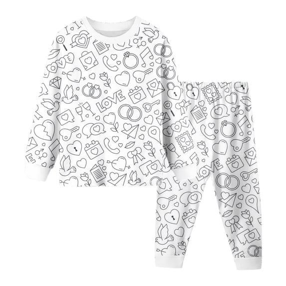 HNMKIU Boys Sleepwear & Robes Playful DIY Hand Painted Homewear Set for Kids Pajama White,6-7 Years