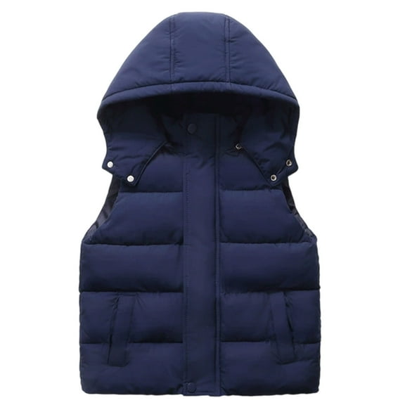 HNMKIU Boys Down Vest Winter Warm Insulated Padded Sleeveless Jacket with Hood for Kids Outdoor Activities Toddler Jackets Boys 3-14 Years Navy-B,11-12 Years