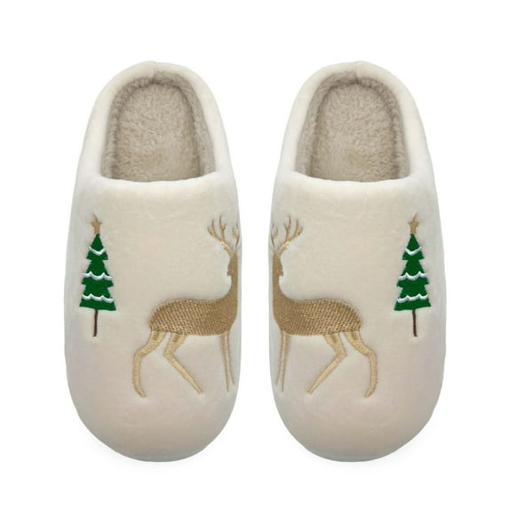 HNMKIU Boys Winter Slippers Indoor Shoes for Kids Cozy Warm Soft Children's Casual Comfortable Home Footwear Christmas Slippers for 2-12 Years Beige,6-7 Years
