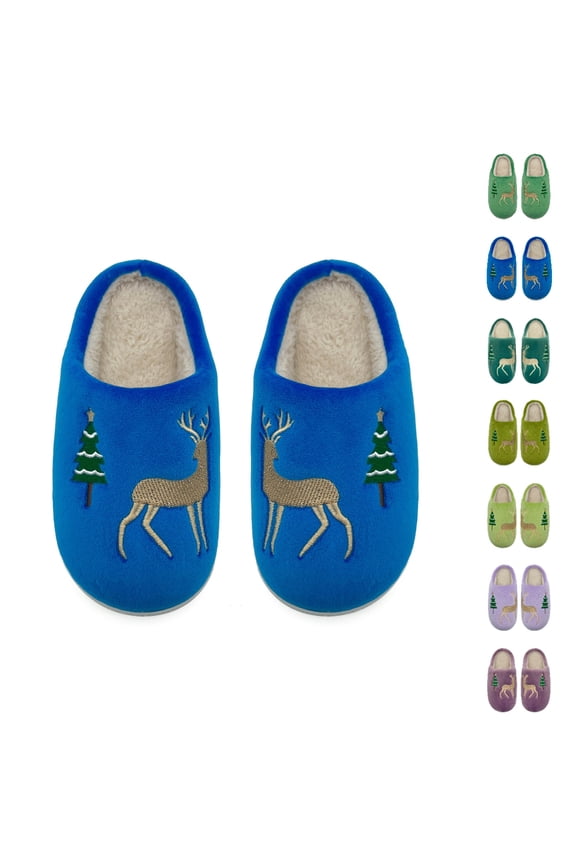 HNMKIU Boys Winter Slippers Indoor Shoes for Kids Cozy Warm Soft Children's Casual Comfortable Home Footwear Christmas Slippers for 2-12 Years Dark Blue,10.5-11 Years