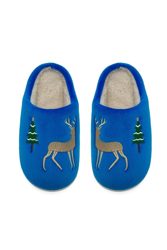 Boys Winter Slippers Indoor Shoes for Kids Cozy Warm Soft Children's Casual Comfortable Home Footwear Christmas Slippers for 2-12 Years Dark Blue,10.5-11 Years