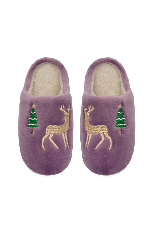 Boys Winter Slippers Indoor Shoes for Kids Cozy Warm Soft Children's Casual Comfortable Home Footwear Christmas Slippers for 2-12 Years Purple,2.5-3 Years