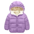thumbnail image 1 of HNMKIU Boys and Girls Padded Coat and Thickened Baby Hooded Jacket Childrens Down Jacket Winter Coat for Kids 1-6 Years Light Purple-b,4-5Years, 1 of 4
