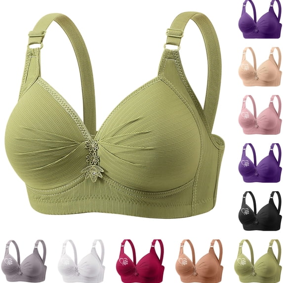 HNMKIU Bras for Women Solid Thin Comfortable Bra Daily Casual Light Support Wireless
