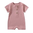 thumbnail image 1 of HNMKIU Breathable Baby Boys Summer Romper Jumpsuit Short Sleeve Casual Playwear Outfit For Toddler Hot Pink,6-12 Months, 1 of 3