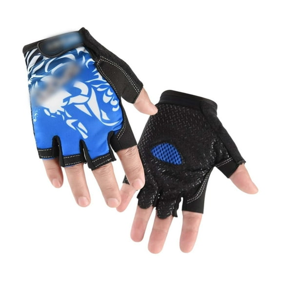 HNMKIU Breathable Half Finger Sports Gloves for Kids Outdoor Cycling Training and Play Blue,4-6