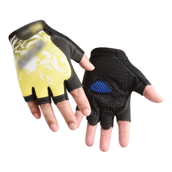 HNMKIU Breathable Half Finger Sports Gloves for Kids Outdoor Cycling Training and Play Yellow,6-8
