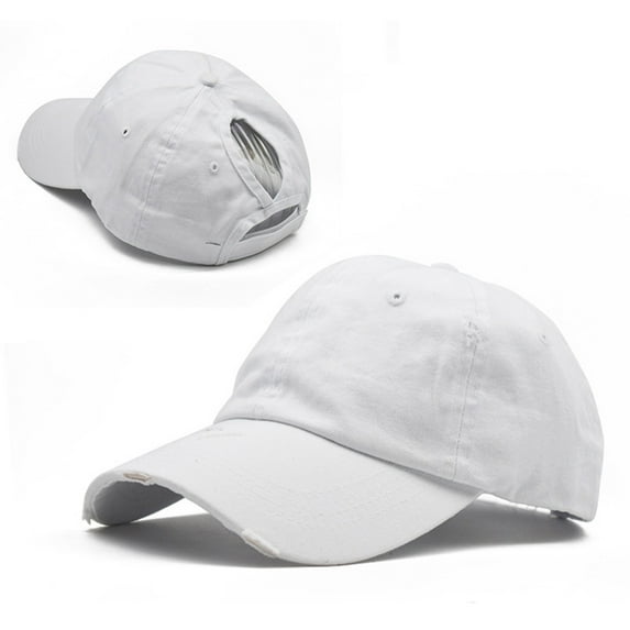 HNMKIU Breathable Ponytail Baseball Cap for Women Curved Brim Sun Hat Outdoor Sports Summer Spring Casual Wear White,One Size