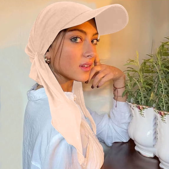 HNMKIU Breathable Summer Baseball Cap with Integrated Hijab Shawl Turban Fabric for Women and Men Khaki,One Size