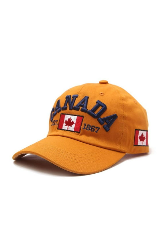 Canada Day Baseball Cap Embroidered Maple Leaf Flag Adjustable Patriotic Hat for Men Women Yellow,One Size