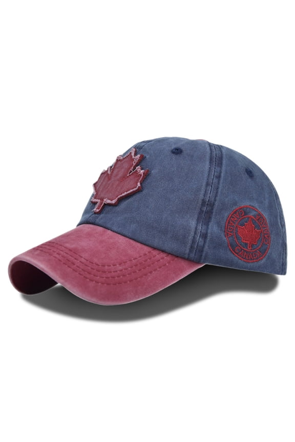 Canada Embroidered Maple Leaf Flag Adjustable Baseball Cap for Men and Women Red,One Size
