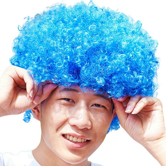 HNMKIU Carnival Afro Wig Funny Colorful Clown Wig for Masquerade Party outfits for women Blue,One Size