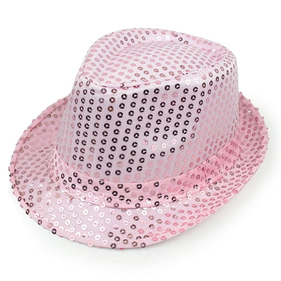 HNMKIU Carnival Sequined Top Hat for Men Elegant Gentleman's Glitter Formal Party Hat Pink,One Size