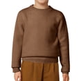 thumbnail image 1 of HNMKIU Casual Solid Color Pullover Round Neck Knitwear Soft Comfortable Warm Winter Sweaters for Kids Boys and Girls Toddler Khaki2-d,4-5 Years, 1 of 6
