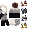 thumbnail image 1 of HNMKIU Children 8-15 Years Winter Warm Knitted Hat Scarf 3 Piece Set Plus Wool Thickened Unisex Outdoor Snowproof Cozy Accessory Bundle Black - One Size, 1 of 5