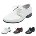 thumbnail image 1 of HNMKIU Children Boys Casual Shoes British Style Lace Up Soft Performance Embossed Design for Kids and Toddler Shoes Z03_White，4-4.5 Years, 1 of 3