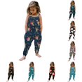 thumbnail image 1 of HNMKIU Children Christmas Jumpsuit Toddler Baby Girl Christmas Prints Jumpsuit Sleeveless Romper Outfits Pants Clothes Christmas Outfit Navy - 3-4Years, 1 of 5