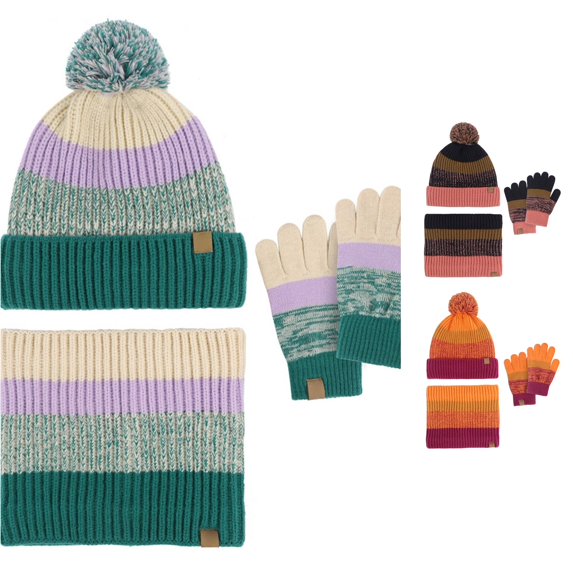 HNMKIU Children Knitted Hat Scarf Set Fashionable Outdoor Baby Warm Three Piece Winter Wear Accessory Green - One Size