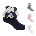 thumbnail image 1 of HNMKIU Children's Bow Mid Tube Lace Baby Socks Design for Girls Navy,7-8 Years, 1 of 5