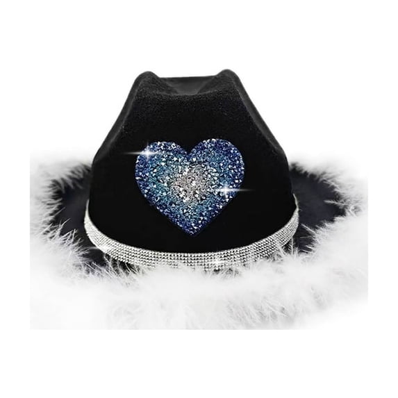 HNMKIU Children's Heart Themed Cowboy Hat for Casual Wear and Birthday Party Celebrations Black,5-7 Years