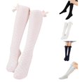 thumbnail image 1 of HNMKIU Children's Mesh Combed Bow Mid Tube Socks Knee High Stockings Breathable Blend for Kids Pink,28, 1 of 8