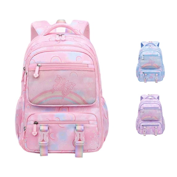 HNMKIU Children's School Backpack For Girls Grades 1 2 3 4 6 Lightweight Spine Friendly Design Freezer Style Opening Ages 7 18 Daily Commute Use ,Pink