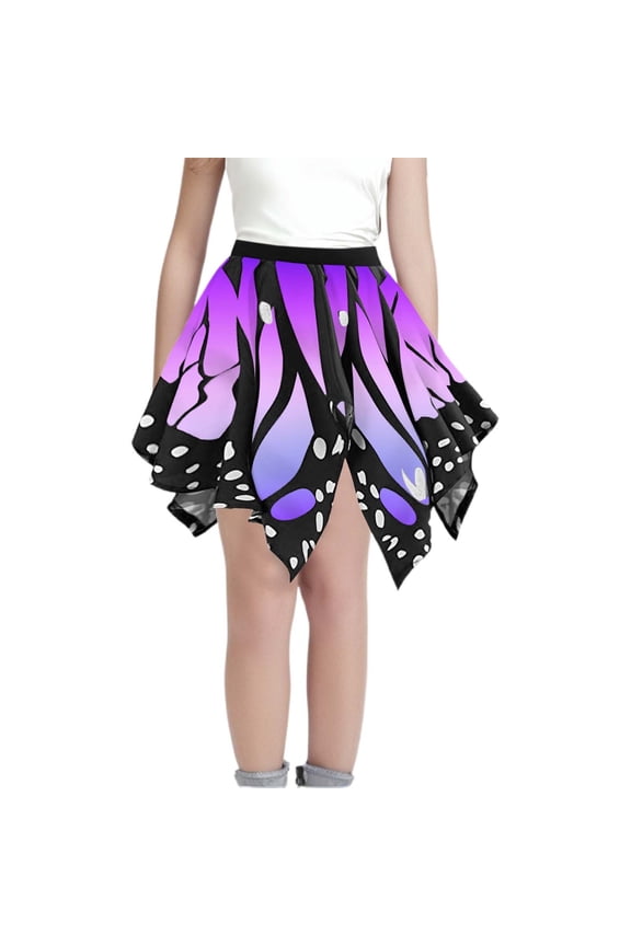 Childrens Carnival Festival Skirt Festive Atmosphere Short Dress For Girls Party Wear With Flutter Sleeves And Flared Hem Purple,9-10