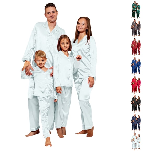 HNMKIU Christmas Button Front Matching Family Outfits Long Sleeve Solid Color Pajama Set Cozy Family Pajamas for All Seasons,Silver,2-3 Years