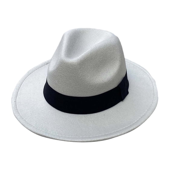 HNMKIU Classic Fedora Cowboy Hat with Wide Brim for Timeless and Sun on Casual or Dressy Occasions Light Gray,One Size